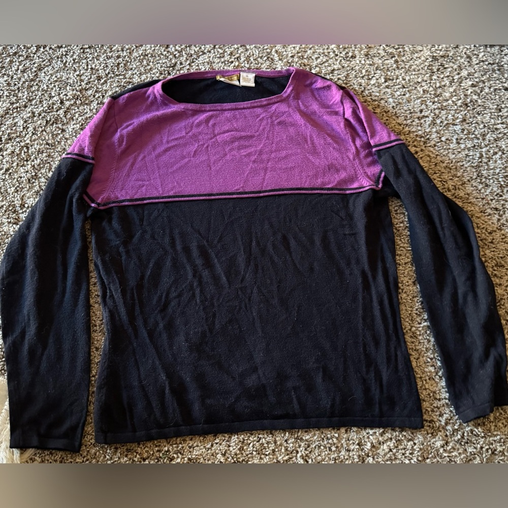 Vintage Merona Purple And Black Long Sleeve Top